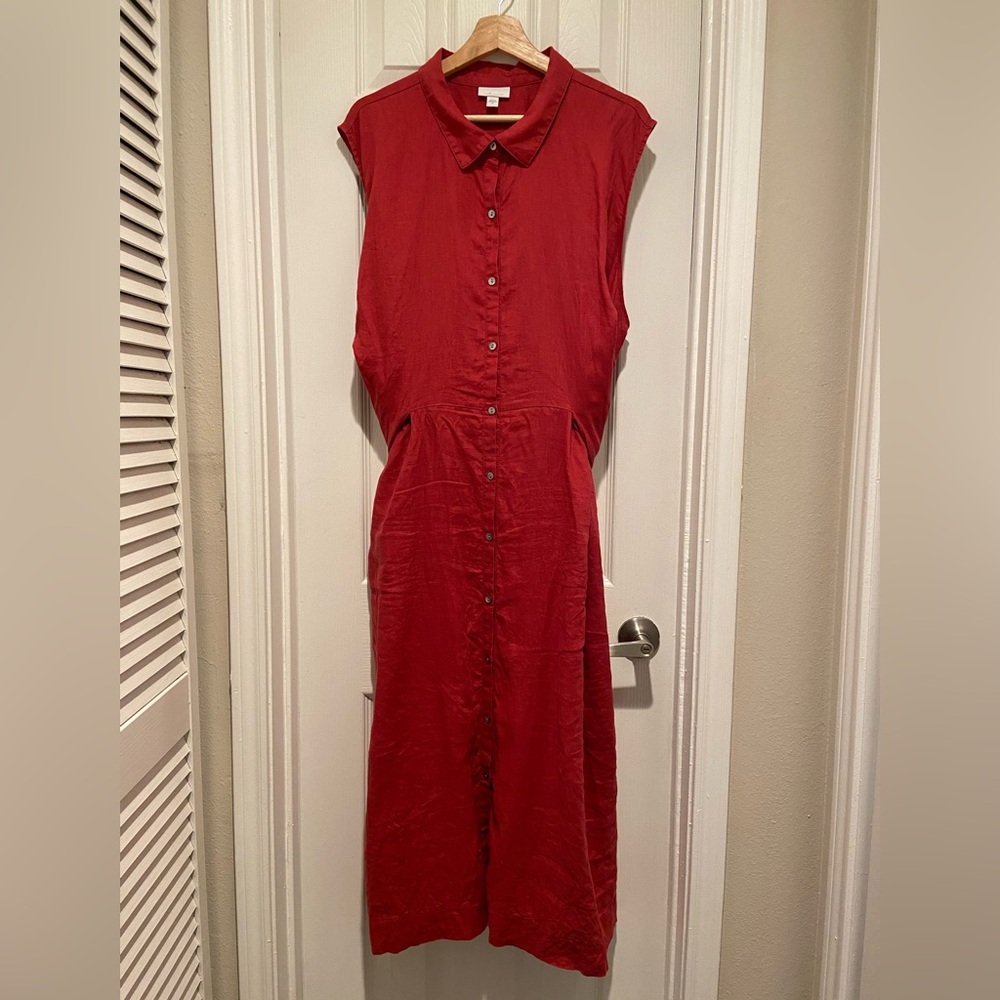 J. Jill Love Linen Tie-Front Red Dress - Picture 6 of 6